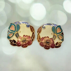 VTG | AVON | Genuine Cloisonné Enamel Gold Tone Post Earrings